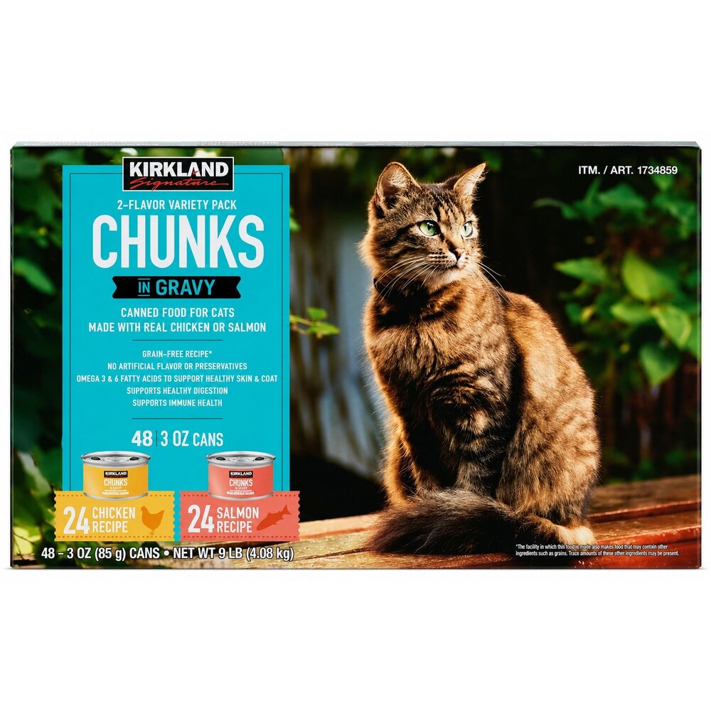 Kirkland Signature Chunks in Gravy Canned Cat Food Variety Pack 48Ct x 3 Oz 8/28